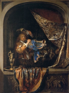 The Trumpet Player in the Window by Gerrit Dou