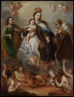 The Virgin of Carmen and the Souls of Purgatory with St. Joseph and the Prophet Elijah by Juan Francisco de Aguilera