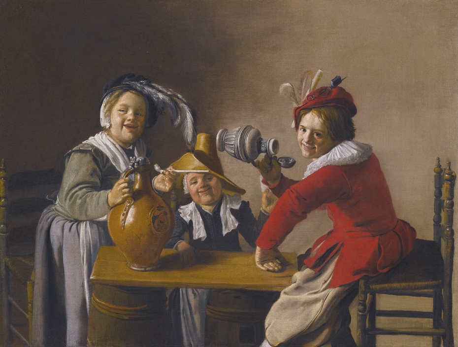 Three Children drinking and Making Mischief