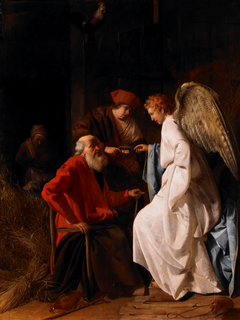 Tobias and the Angel Curing Tobit of Blindness by Simon Hendricksz. van Amersfoort