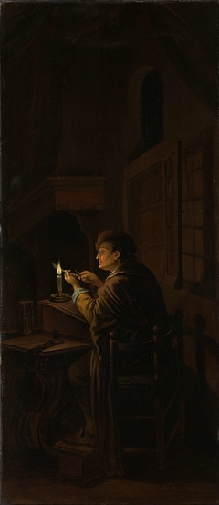 Triptych with an Allegory of Art Education, right panel, Schoolmaster Mending his Pen