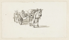 Twee paarden met wagens by Pieter Bartholomeusz Barbiers