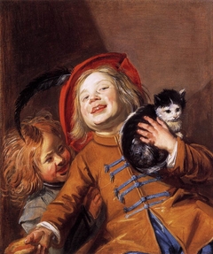 Two Children with a Cat