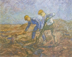 Two Peasants Digging by Vincent van Gogh