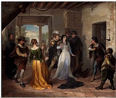 Una escena del Quijote (Encuentro de don Fernando Dorotea Cardenio y Luscinda en la venta) by José Sánchez Pescador