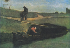 Peat-boat with two figures