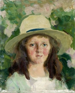 Portrait of a girl in a hat by Witold Pruszkowski