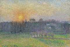 View of Bazincourt, Sunset by Camille Pissarro