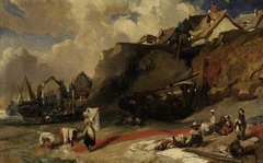 Washerwomen on the shore by Eugène Isabey