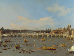 Westminster Bridge, with the Lord Mayor's Procession on the Thames