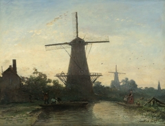Windmills near Rotterdam by Johan Barthold Jongkind