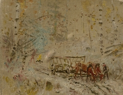 Winter Landscape with a Hay Wagon by László Mednyánszky