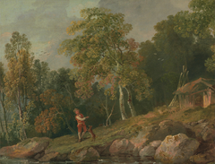Wooded Landscape with a Boy and his Dog by George Barret