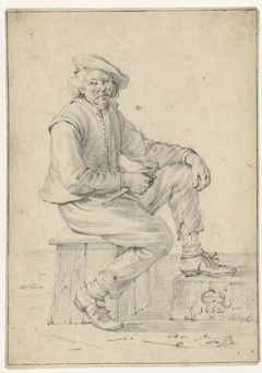 Zittende man met pijp by Cornelis Saftleven