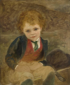 A Boy Sitting In A Wheelbarrow by Louisa Starr