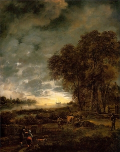 A Landscape with a River at Evening by Aert van der Neer