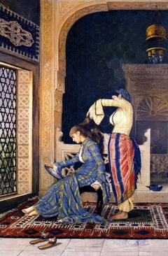A Young Lady Having Her Hair Combed by Osman Hamdi Bey