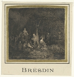 Aanbidding der herders in een stalinterieur by Rodolphe Bresdin