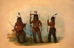 Alaeutian Chief and Two Warriors by George Catlin