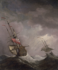 An English Ship at Sea Running In a Gale by Willem van de Velde the Younger