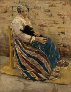 An Old Woman with Cat by Max Liebermann