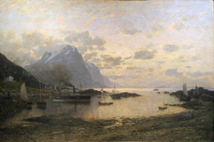 Arrival of the Mail Steamer at Lofoten by Adelsteen Normann