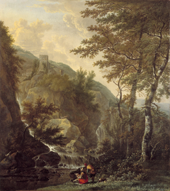 Berglandschap met tekenaar by Adriaen Hendriksz Verboom