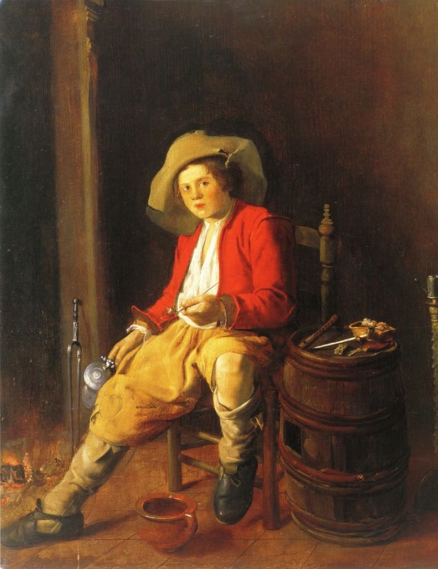 Boy Holding a Tankard and a Pipe