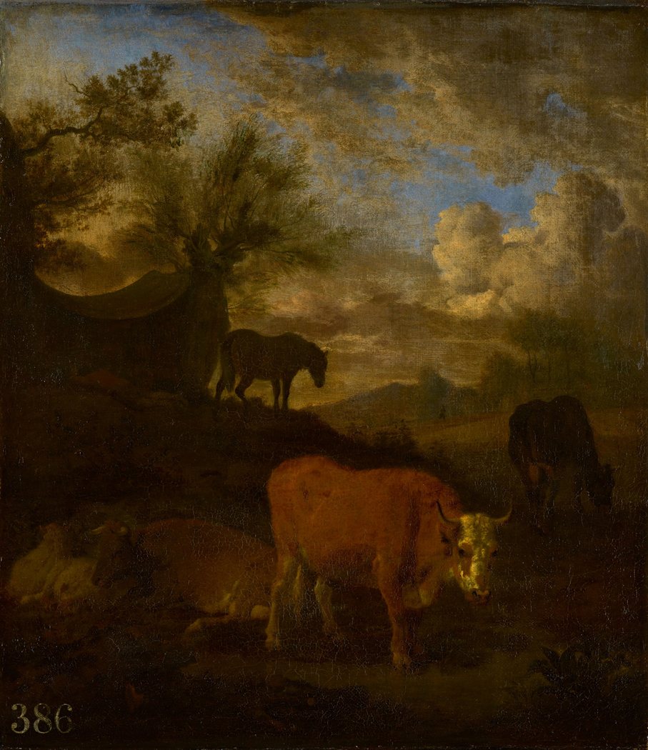 Cattle, a Horse and a Sleeping Herdsman