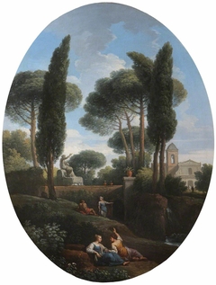 Classical Landscape with Two Reclining Women Conversing by Jan Frans van Bloemen