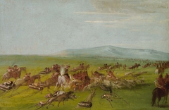 Comanche Moving Camp, Dog Fight Enroute by George Catlin