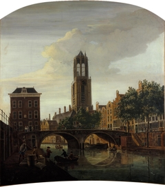 De Gaardbrug te Utrecht vanuit het zuiden (deurstuk) by Pieter Jan van Liender