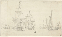 De Nederlandse vloot tussen Vlieland en Terschelling by Willem van de Velde II