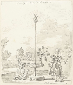 De Vernietiging van de Oude Constitutie, decoratie op de Botermarkt, 1795 by Unknown Artist