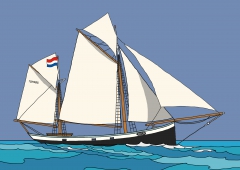 Design for a toy sailing ship. The Dutch herring drifter Tecla 1915.