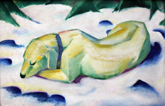 Dog Lying in the snow by Franz Marc