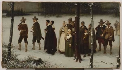 Early Puritans of New England Going to Worship