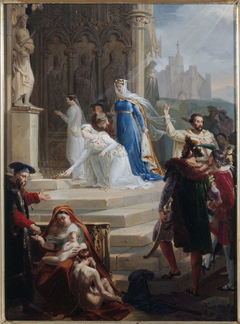 Esquisse pour l'église Sainte-Elisabeth : Sainte Elisabeth, reine de Hongrie, déposant sa couronne aux pieds de l'image de Jésus-Christ