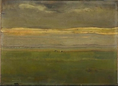 Evening landscape with cows by Piet Mondrian