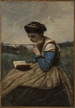 A Woman Reading by Jean-Baptiste-Camille Corot