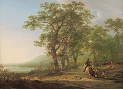Figures in a forest landscape