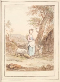 Florentine Shepherdess, leaf from 'A Collection of Dresses by David Allan Mostly from Nature' - David Allan - ABDAG007557.36 by David Allan