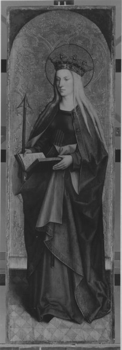 Flügel eines Altares: Die hl. Ursula Rückseite mit hl. Brigitta abgesägt (Inv.-Nr. 1207) by Bartholomäus Zeitblom