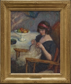 Girl Sewing by Lucien Abrams
