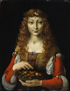 Girl with Cherries by Anonymous