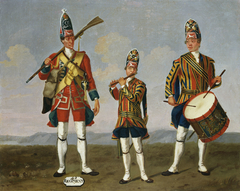 Grenadier, 49th Regiment of Foot, and Fifer and Drummer, Foot Guards, 1751 by David Morier