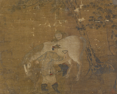 Grooms Combing White Horse by Zhao Mengfu