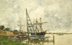 Harbor at Lormont by Eugène Boudin