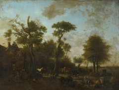 Horses, Sheep and Cattle before a Cottage