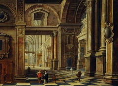 Interior of a Flemish Cathedral with Figures